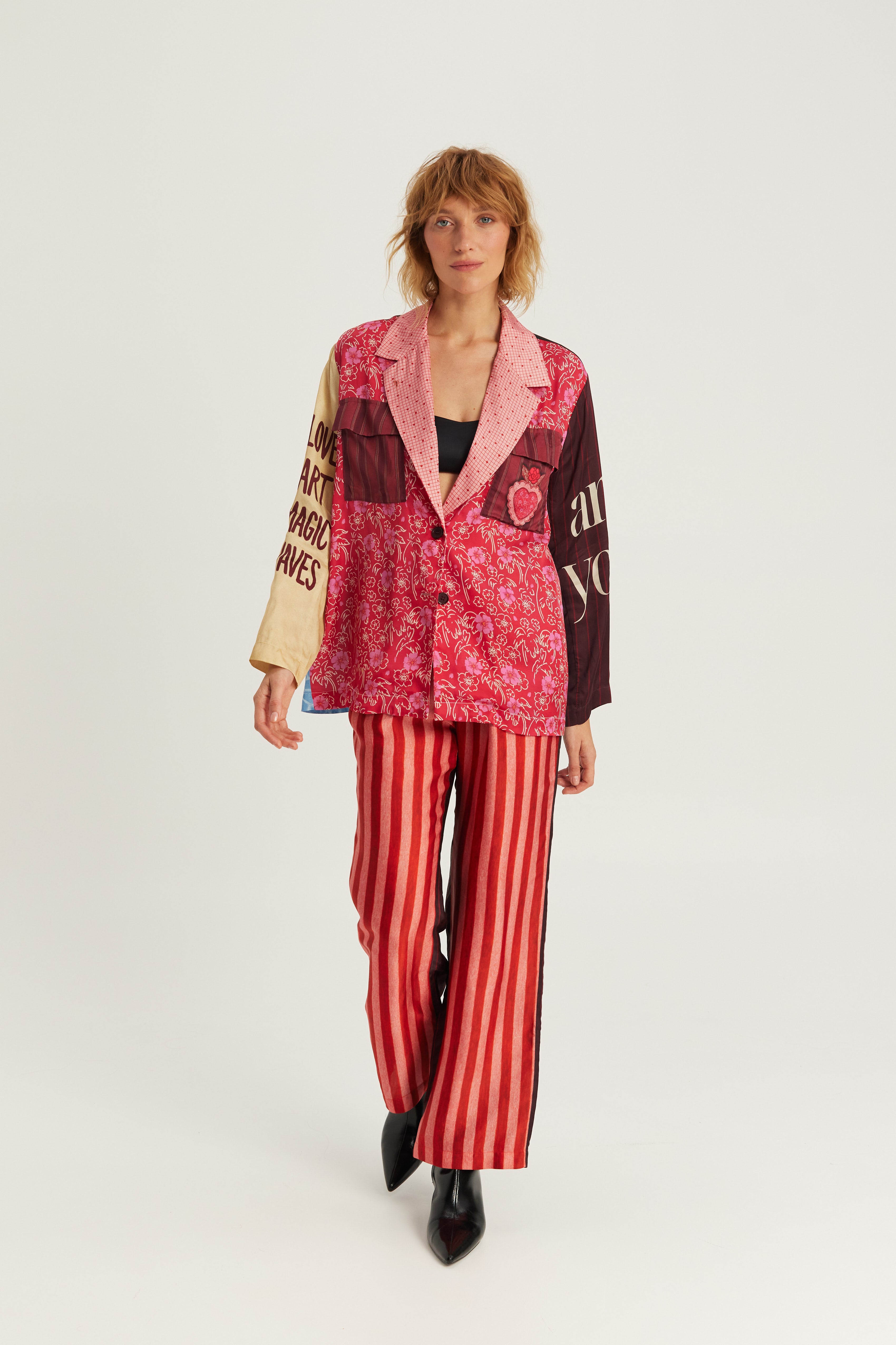 Me369 Audrey Printed Collar Jacket in Red Aura