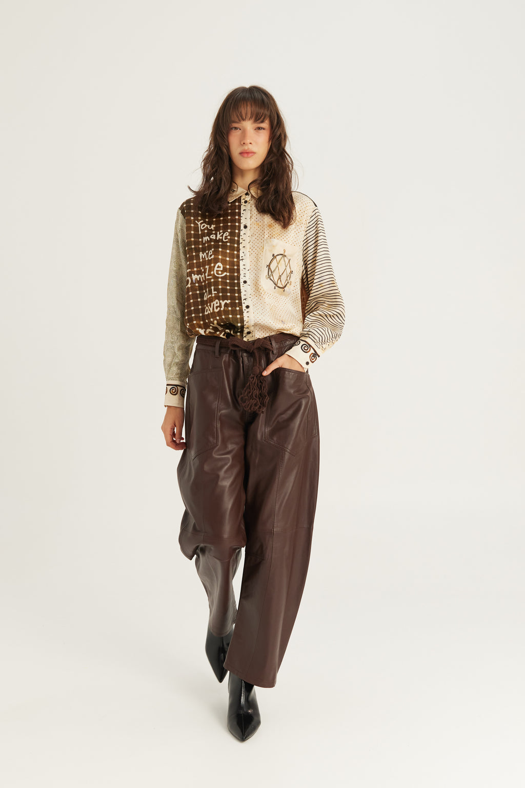Me369 Isabel Printed Shirt in Noir Muse