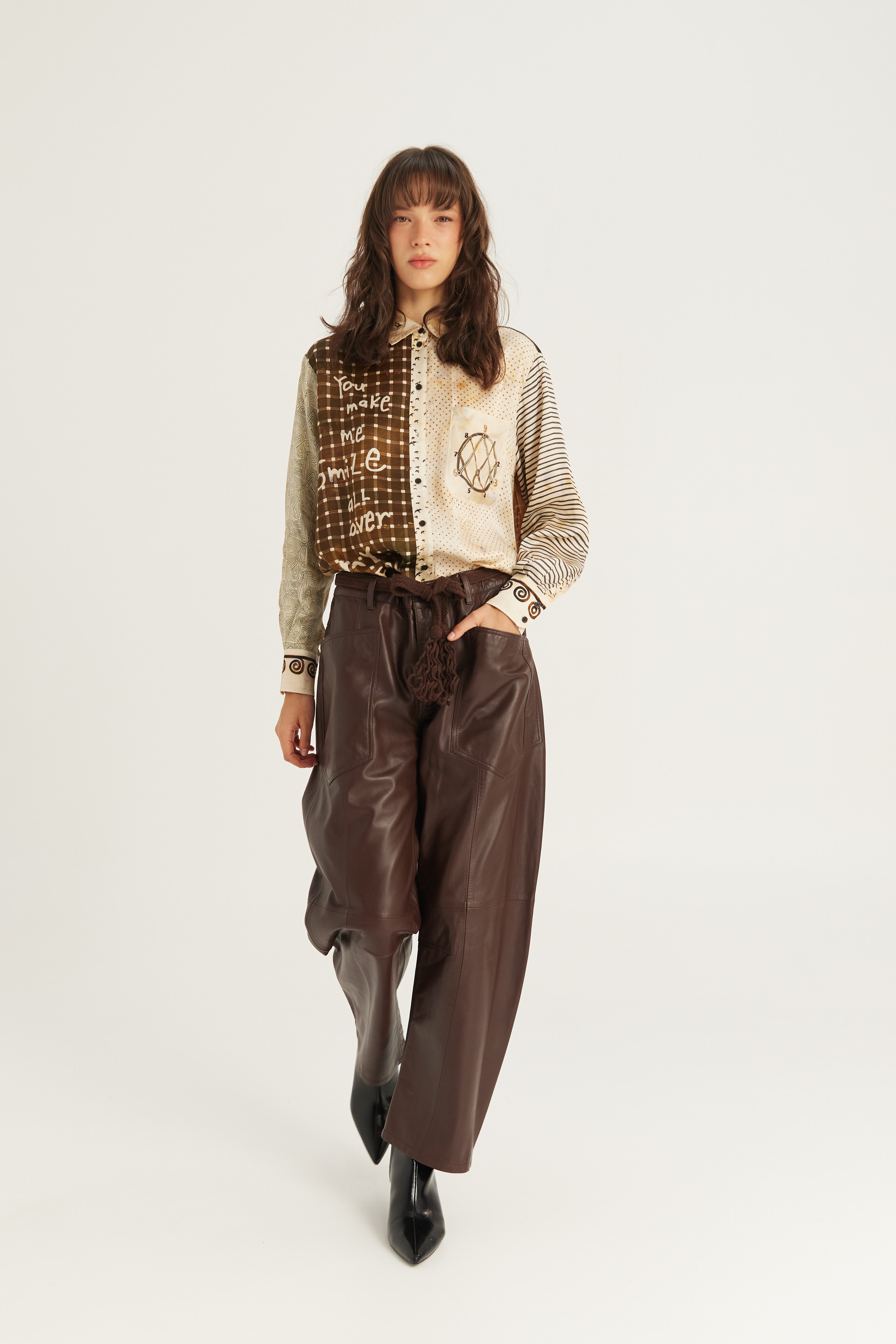 Me369 Isabel Printed Shirt in Noir Muse