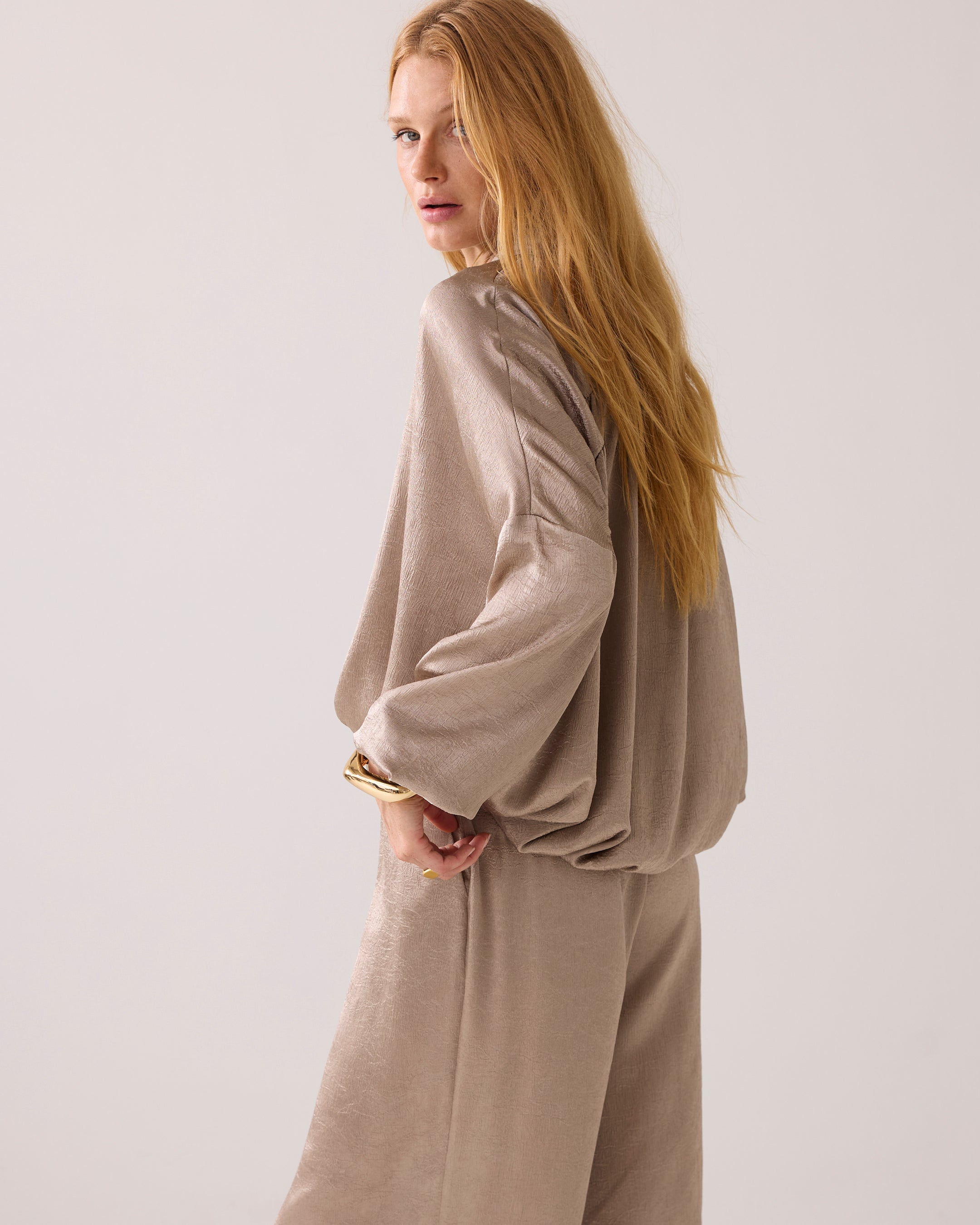 Summum Women Blouse Crinkle Satin in Funghi - 2s3145-12294