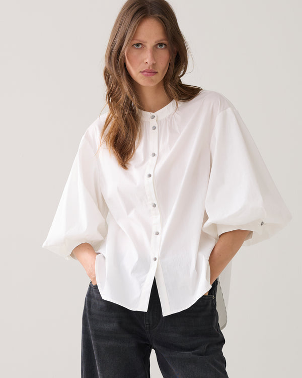 Summum Woman Blouse Cotton Stretch in Off White, EvaLucia Boutique, Perth, Scotland