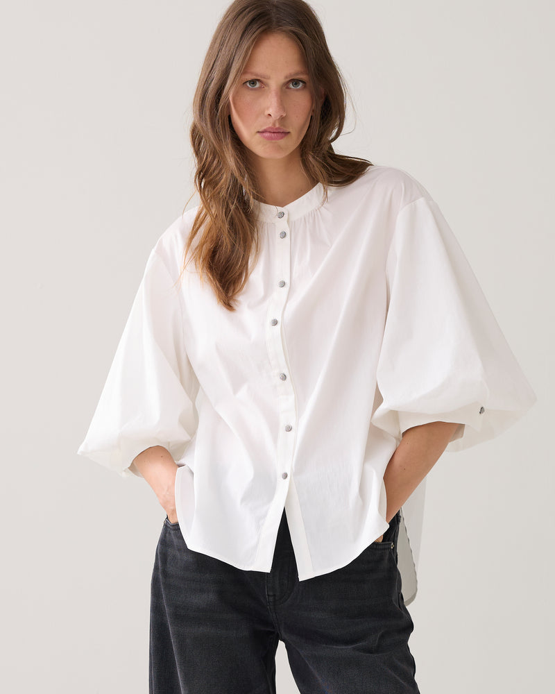 Summum Woman Blouse Cotton Stretch in Off White, EvaLucia Boutique, Perth, Scotland