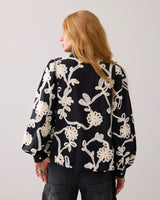 Summum Woman Blouse Tape Pattern Voile in Black - 2s3327-12292