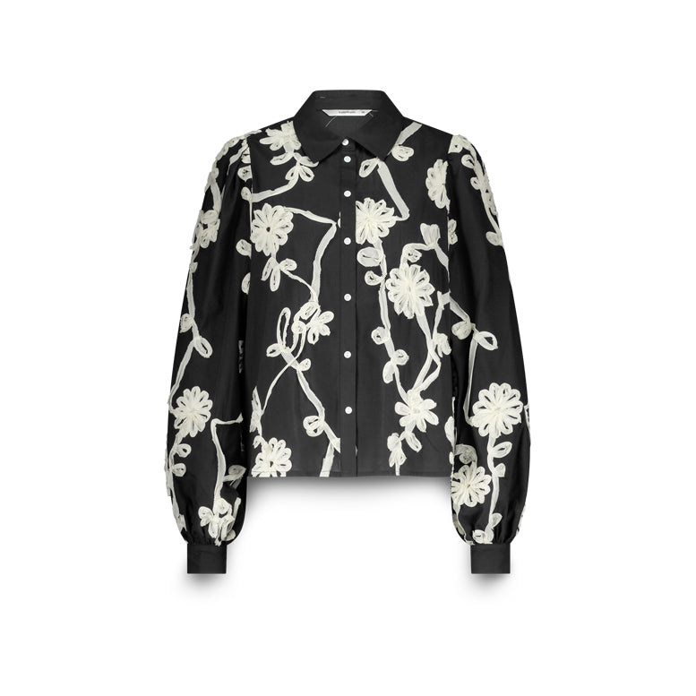 Summum Woman Blouse Tape Pattern Voile in Black - 2s3327-12292