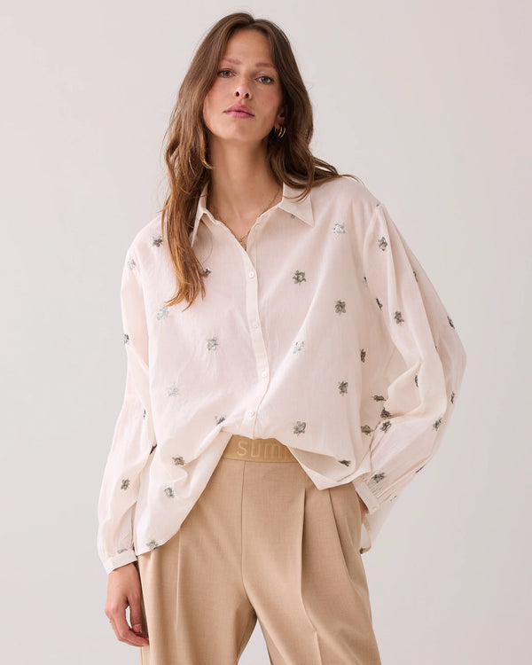 Summum Woman Blouse Scattered Embro in Ivory - 2s3328-12012