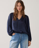 Summum Woman Silky Touch Top, Long Sleeve Navy Midnight Blue, EvaLucia Boutique, Perth, Scotland