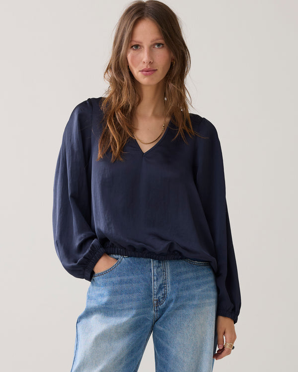 Summum Woman Silky Touch Top, Long Sleeve Navy Midnight Blue, EvaLucia Boutique, Perth, Scotland