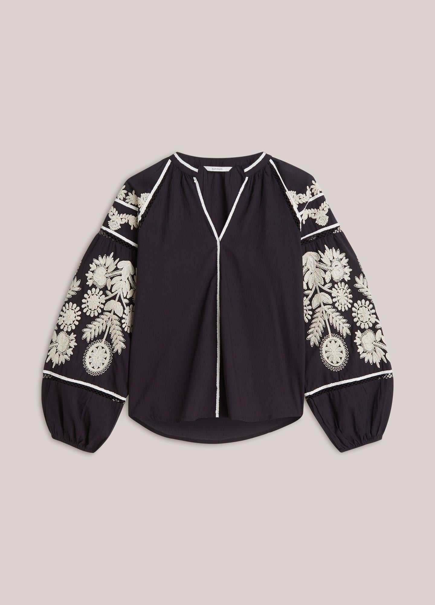 Summum Woman Top Sleeve Embroidered Cambric Cotton - 2s3363-12420