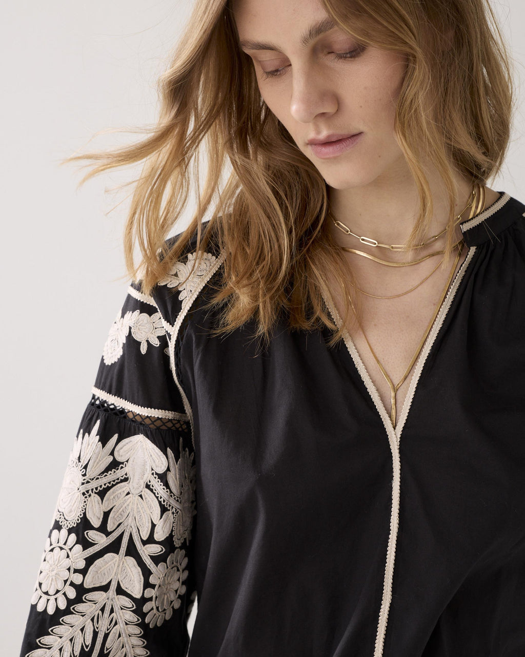 Summum Woman Top Sleeve Embroidered Cambric Cotton - 2s3363-12420