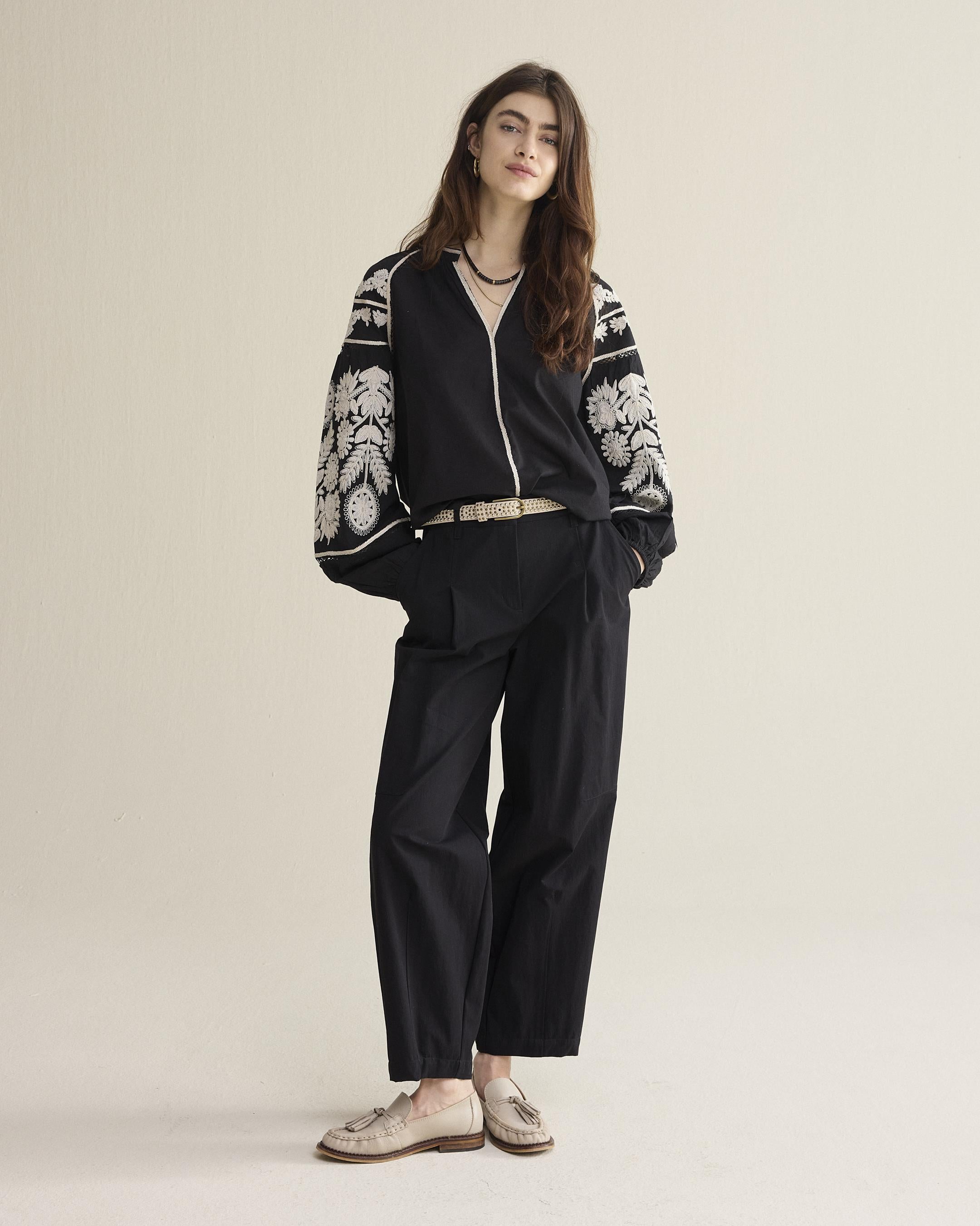 Summum Woman Top Sleeve Embroidered Cambric Cotton - 2s3363-12420