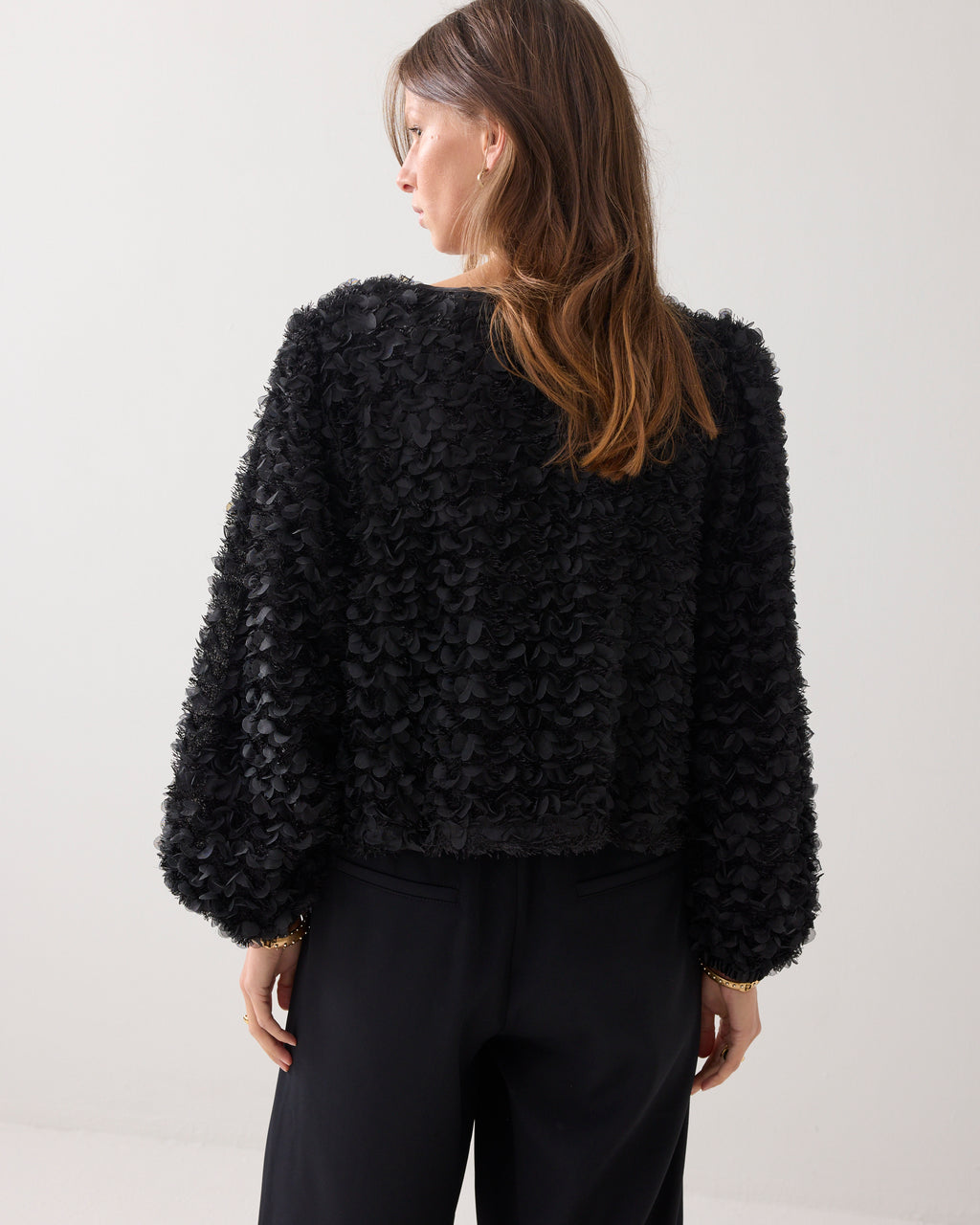 Summum Woman Jacket 3D Flower in Black - 2s3365-12322