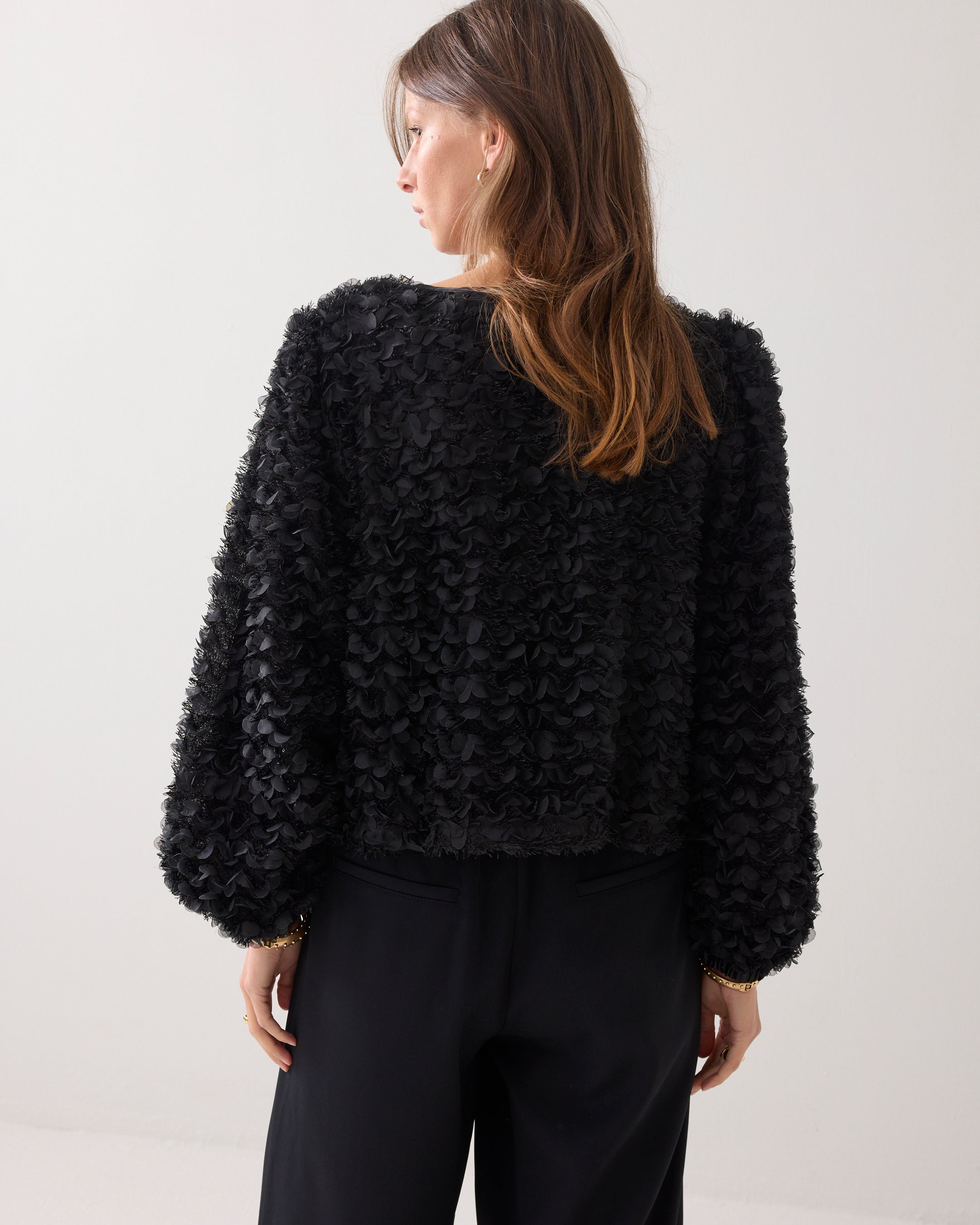 Summum Woman Jacket 3D Flower in Black - 2s3365-12322