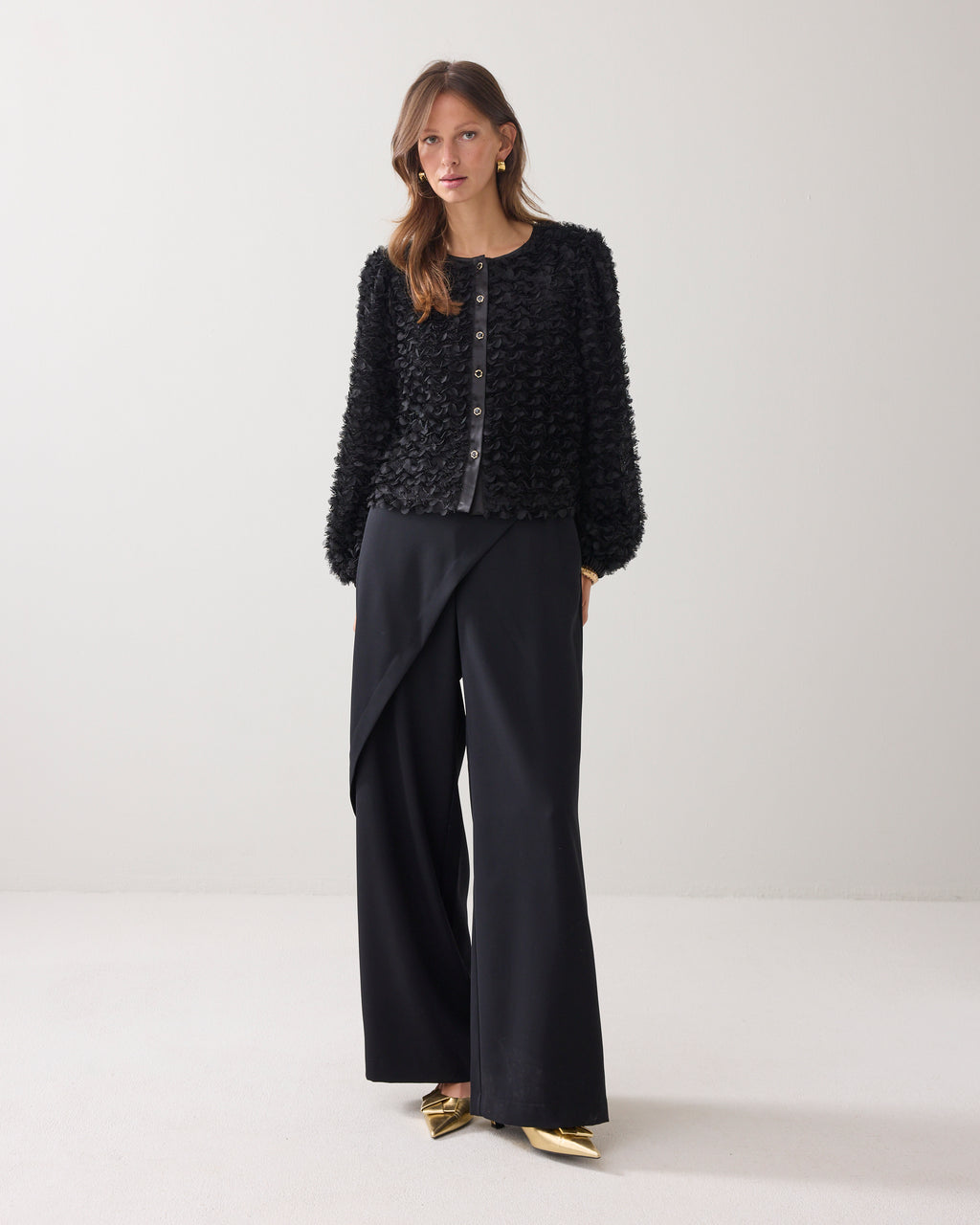 Summum Woman Jacket 3D Flower in Black - 2s3365-12322