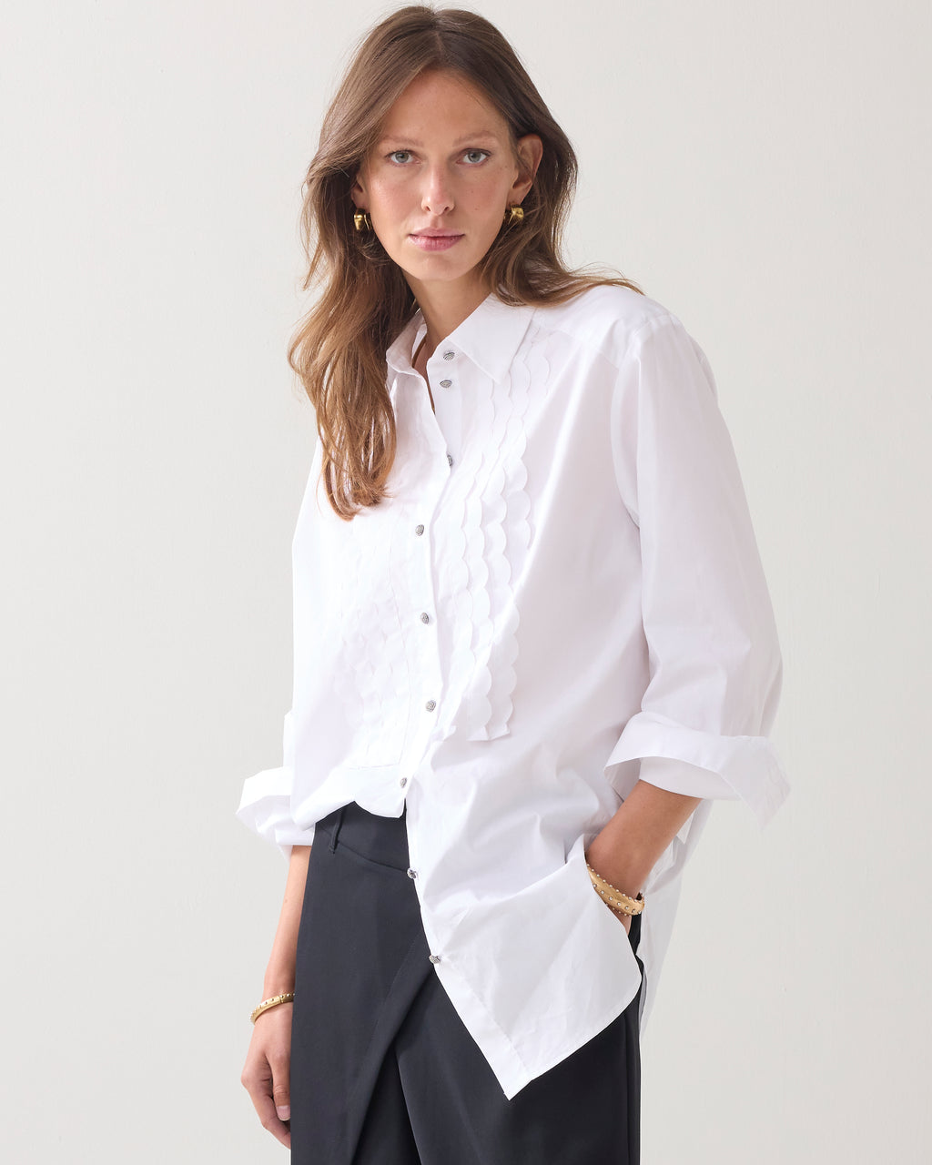 Summum Woman Blouse Party Poplin in White - 2s3372-12321