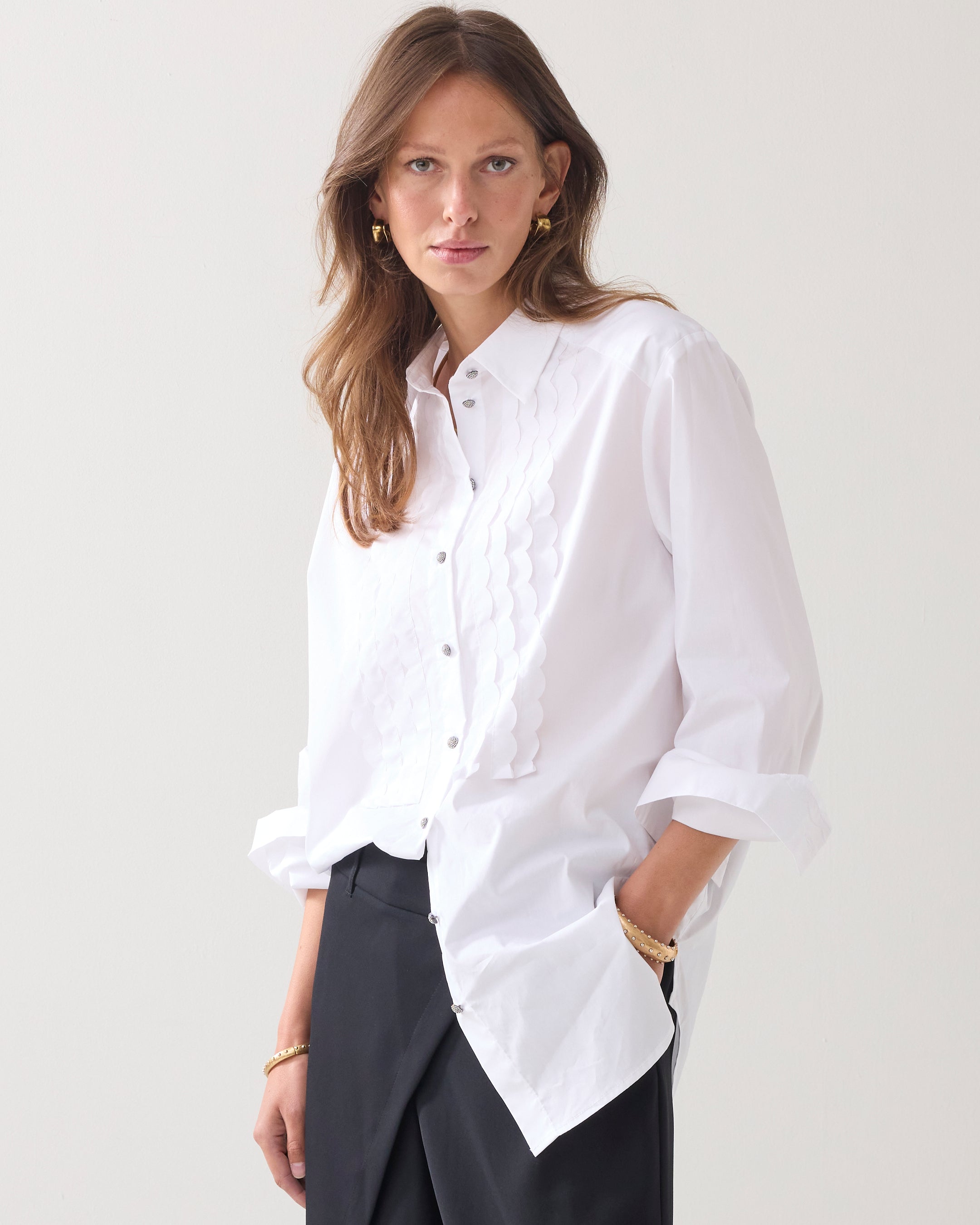 Summum Woman Blouse Party Poplin in White - 2s3372-12321
