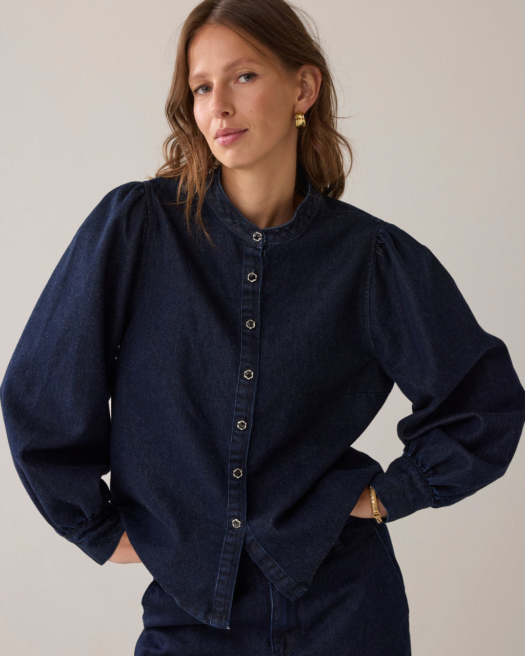 Summum Woman Blouse Cotton Lurex Denim in Night Blue Denim - 2s3381-5203