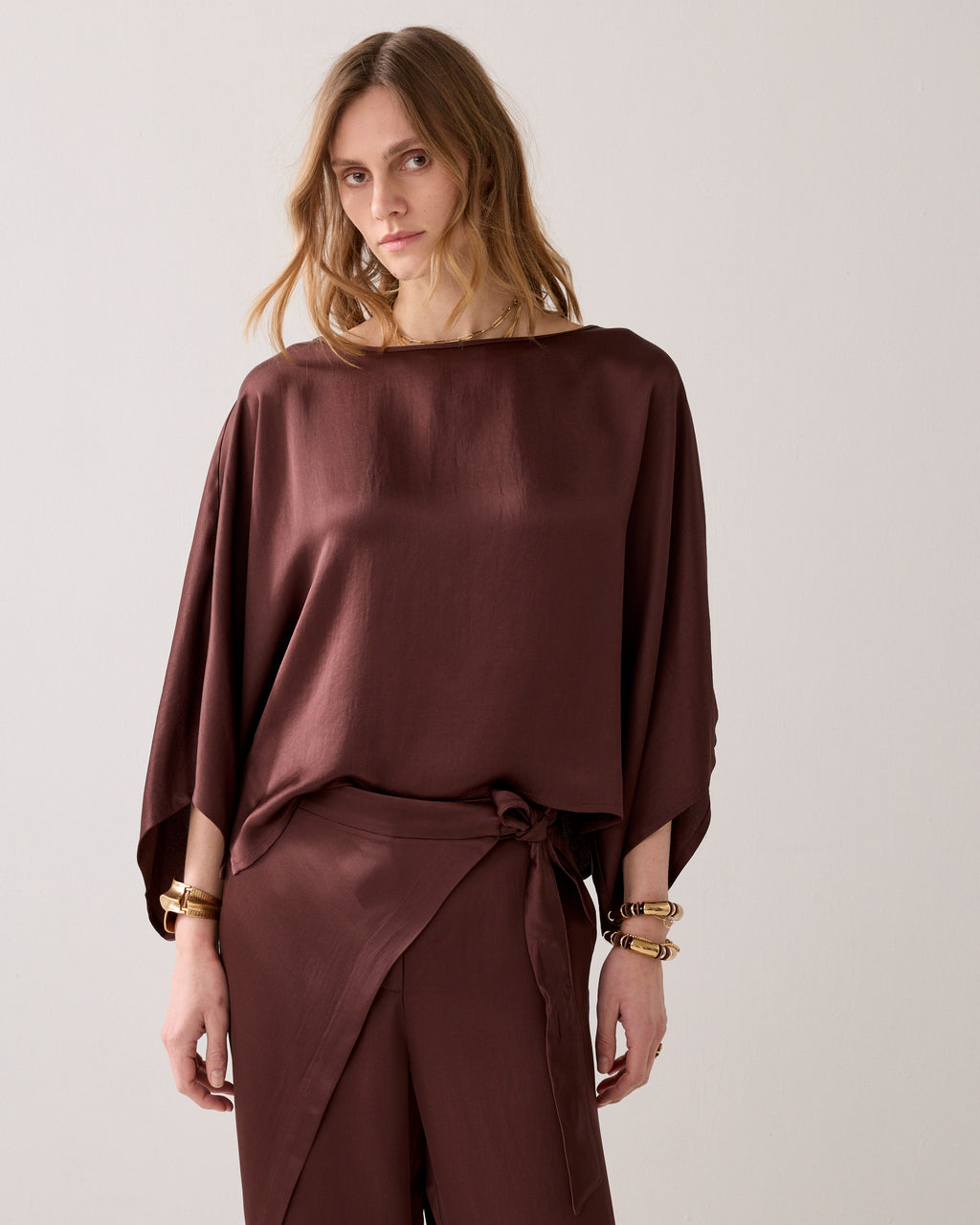 Summum Woman Top Heavy Silky Touch Top in Coffee - 2s3402-12084