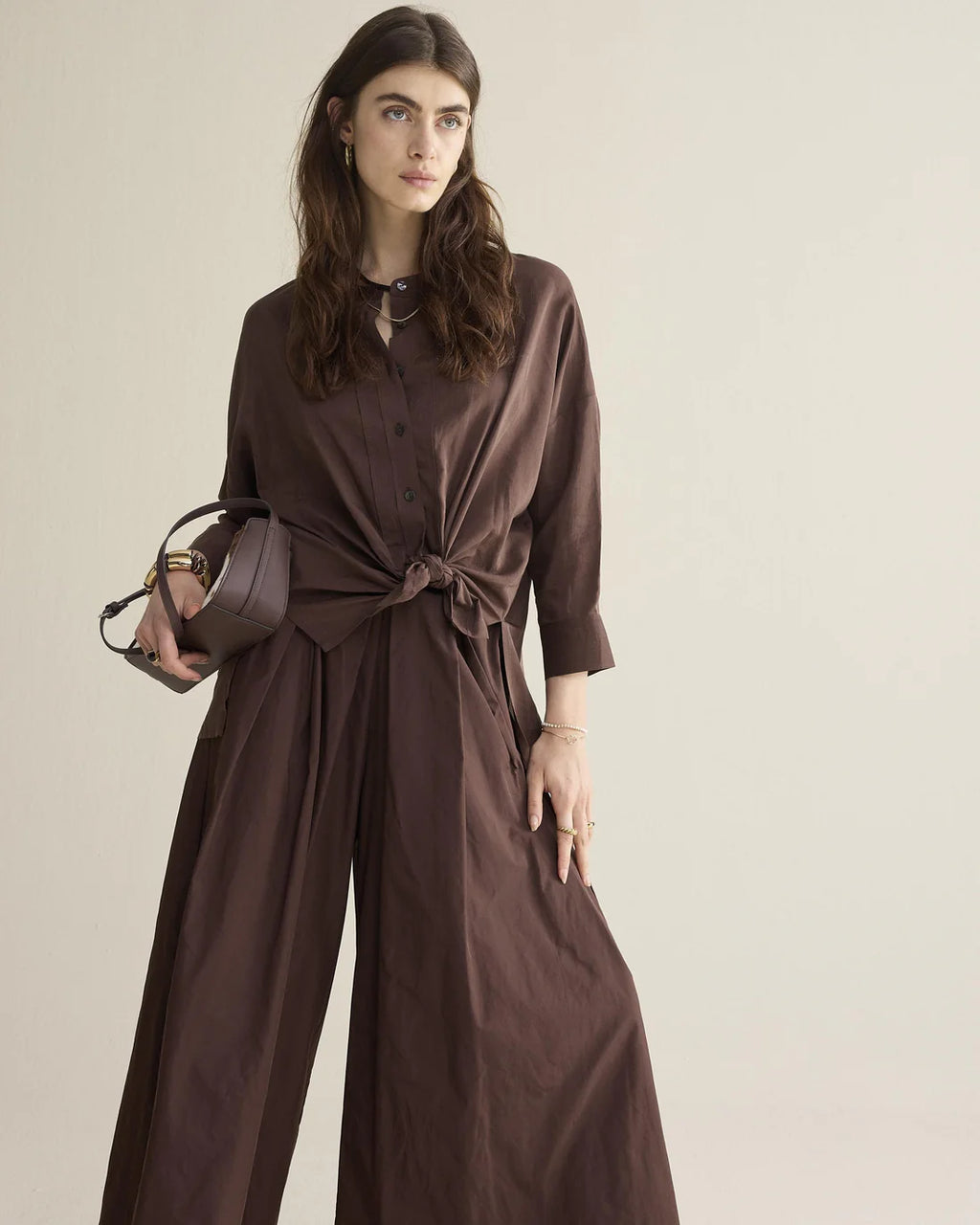 Summum Woman Shiny Blouse in Coffee - 2S3403-12370