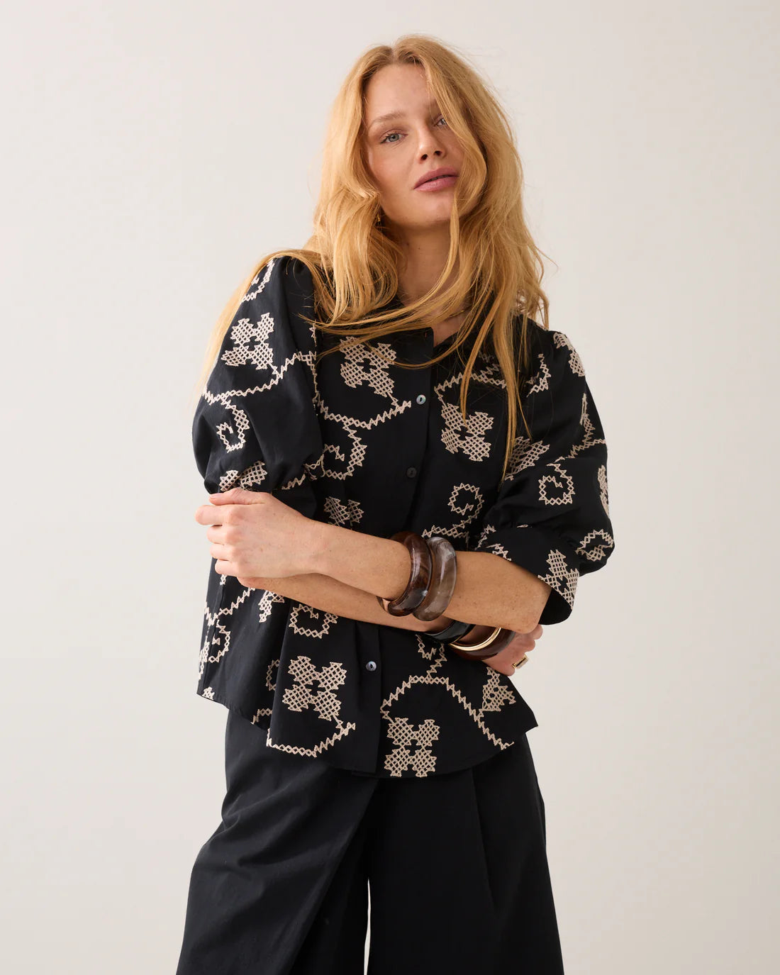 Summum Cotton Embroidered Blouse