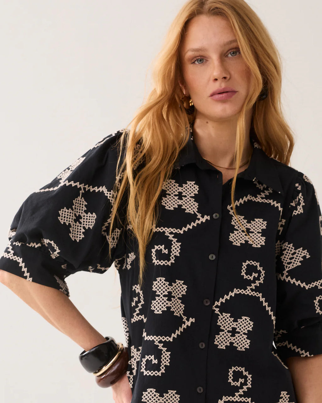 Summum Cotton Embroidered Blouse