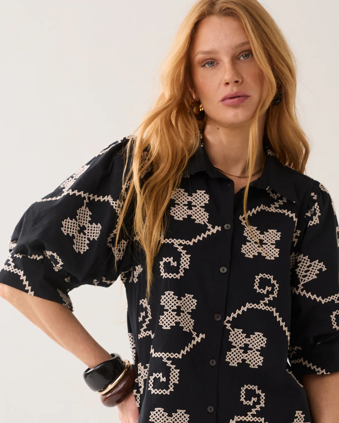 Summum Cotton Embroidered Blouse