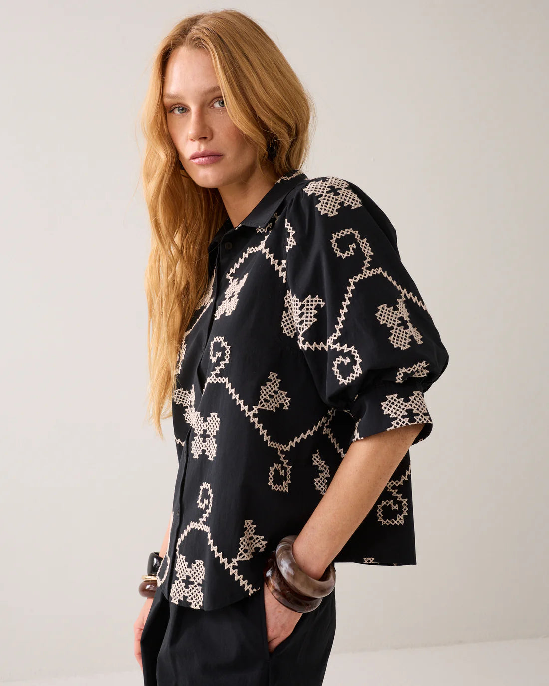 Summum Cotton Embroidered Blouse