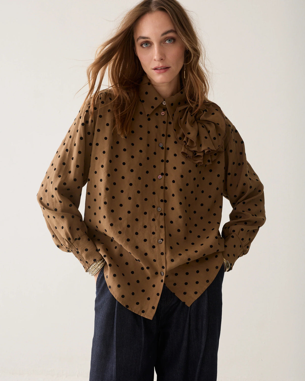 Summum Woman Blouse in Sepia Brown