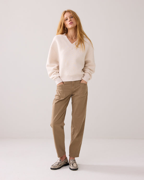 Summum Woman Ivory Sweatshirt, Long Sleeve, V-Neck, EvaLucia Boutique, Perth, Scotland
