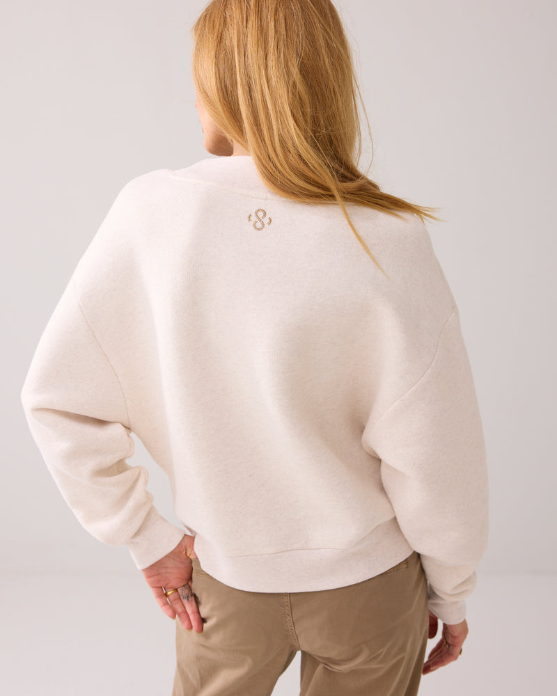Summum Women Soft V-Neck Sweatshirt in Ivory - 3s5193-30413
