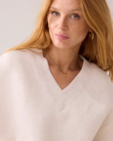 Summum Women Soft V-Neck Sweatshirt in Ivory - 3s5193-30413