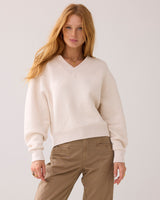 Summum Women Soft V-Neck Sweatshirt in Ivory - 3s5193-30413