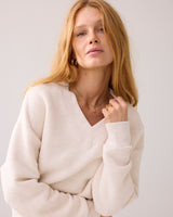 Summum Women Soft V-Neck Sweatshirt in Ivory - 3s5193-30413