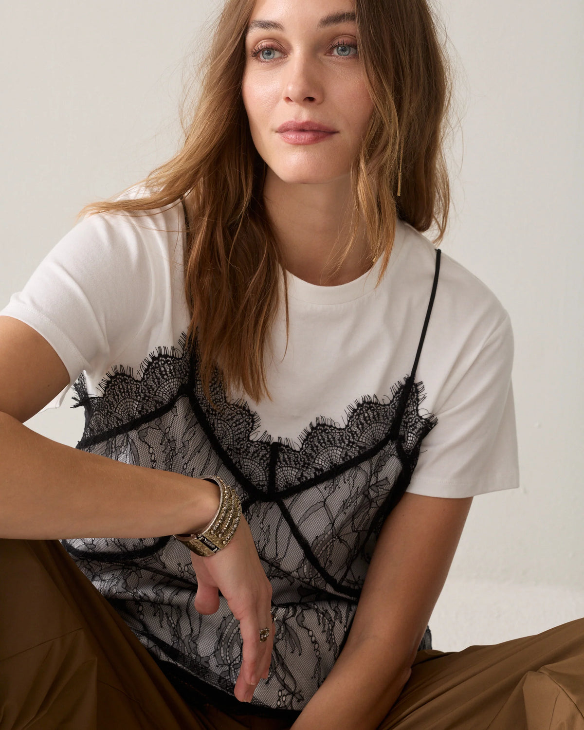 Summum Woman White Lace T-Shirt