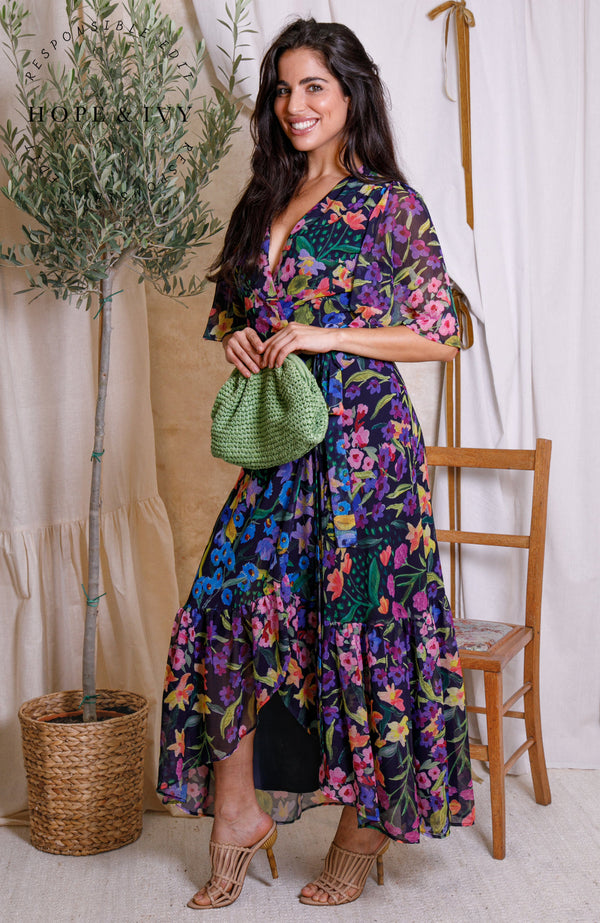 Hope & Ivy The Nesta Maxi Wrap Dress