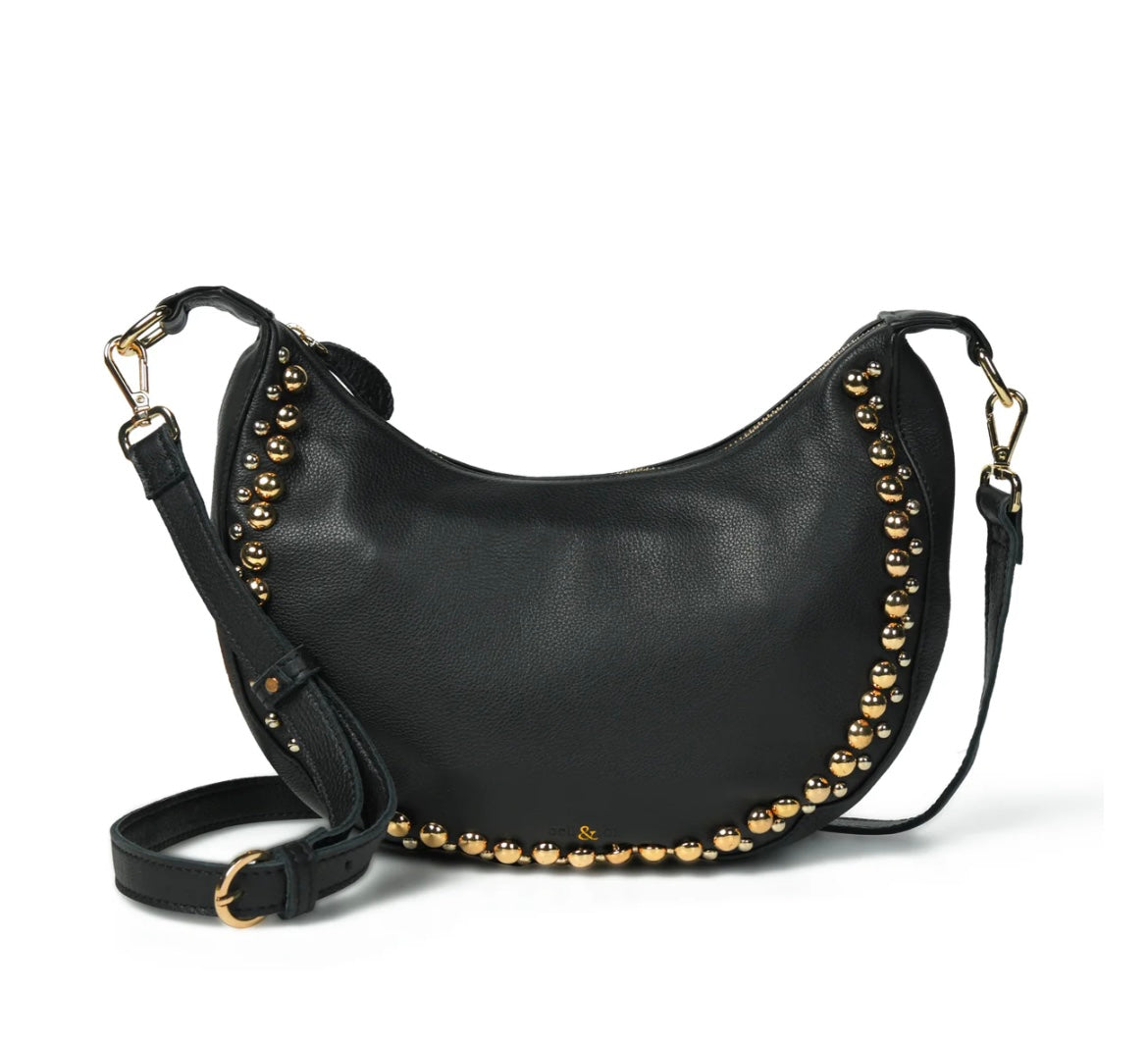 Bell & Fox- Robyn studded crossbody- black leather