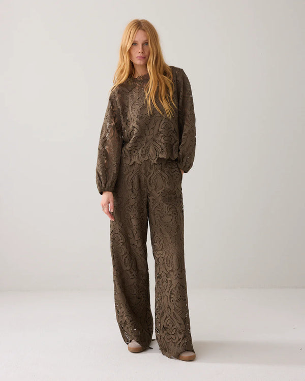 Summum Woman Lace Trousers in Dark Camo - 4s2734-12182