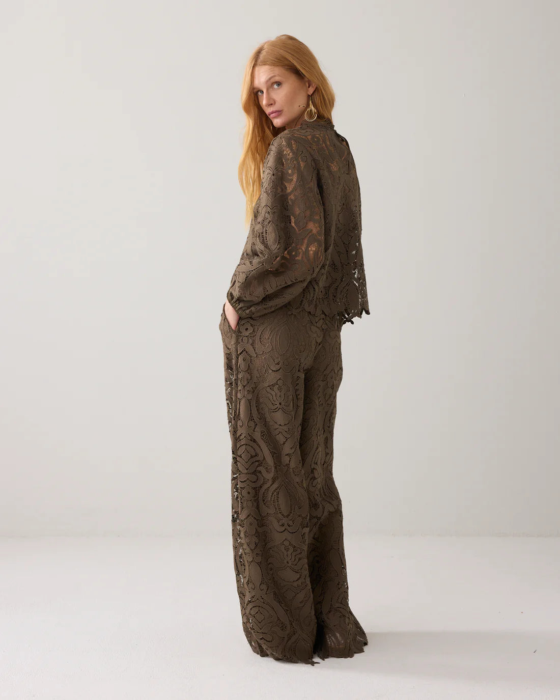 Summum Woman Lace Trousers in Dark Camo - 4s2734-12182