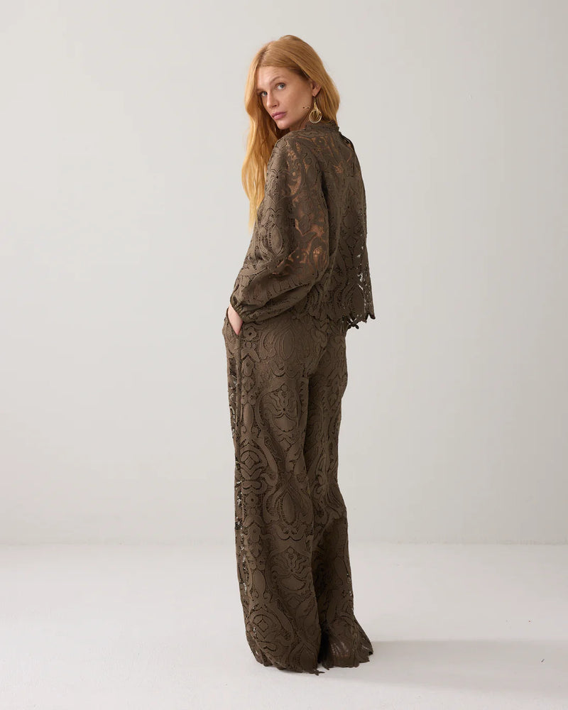 Summum Woman Lace Trousers in Dark Camo - 4s2734-12182