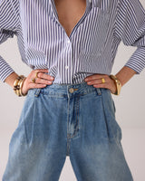Summum Woman Wide Leg Jeans in Vintage Cotton Twill Denim - 4s2823-5169