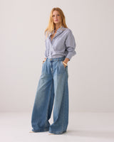 Summum Woman Wide Leg Jeans in Vintage Cotton Twill Denim - 4s2823-5169