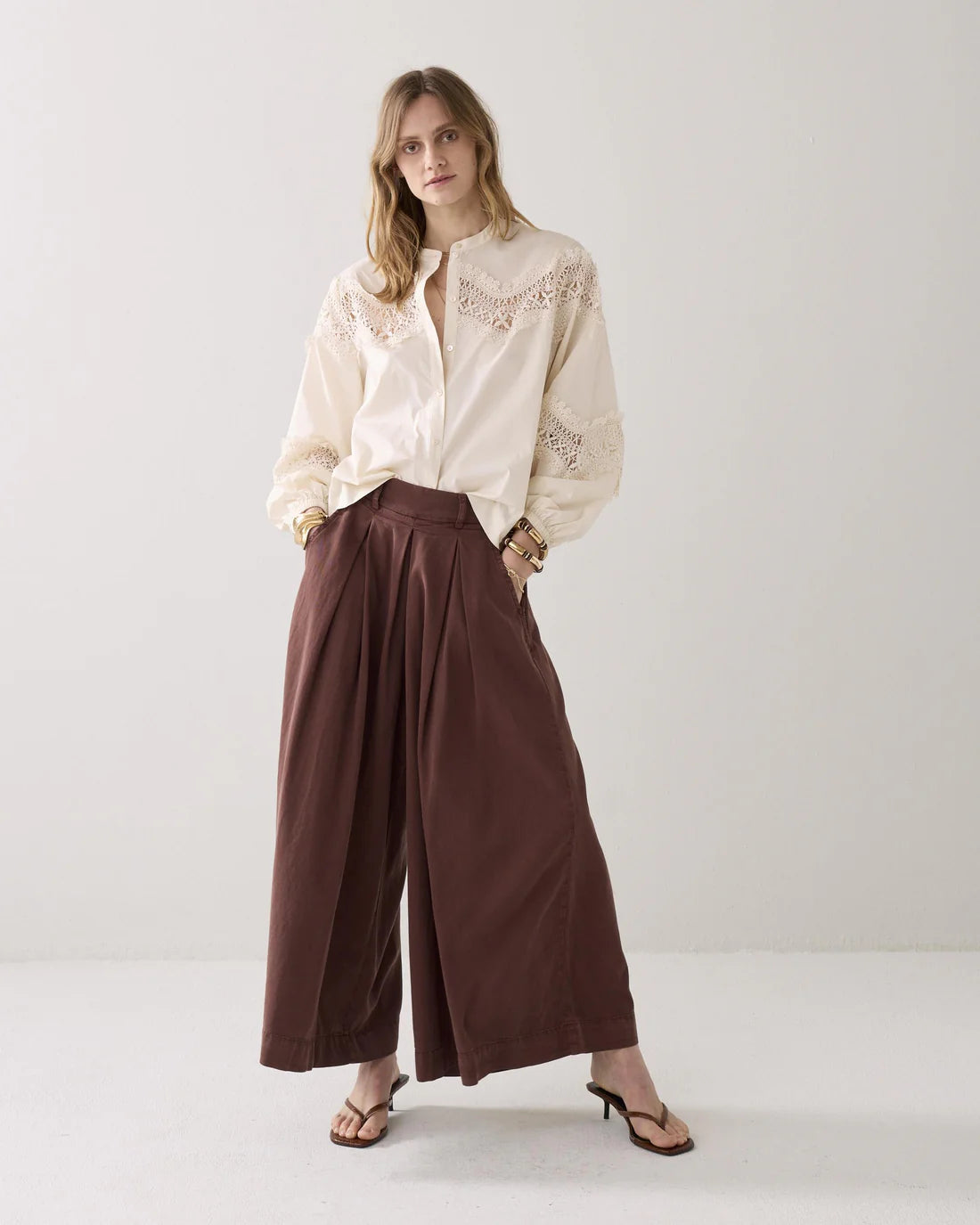 Summum Woman Lyocell Blend Culottes in Coffee - 4S2827-12305