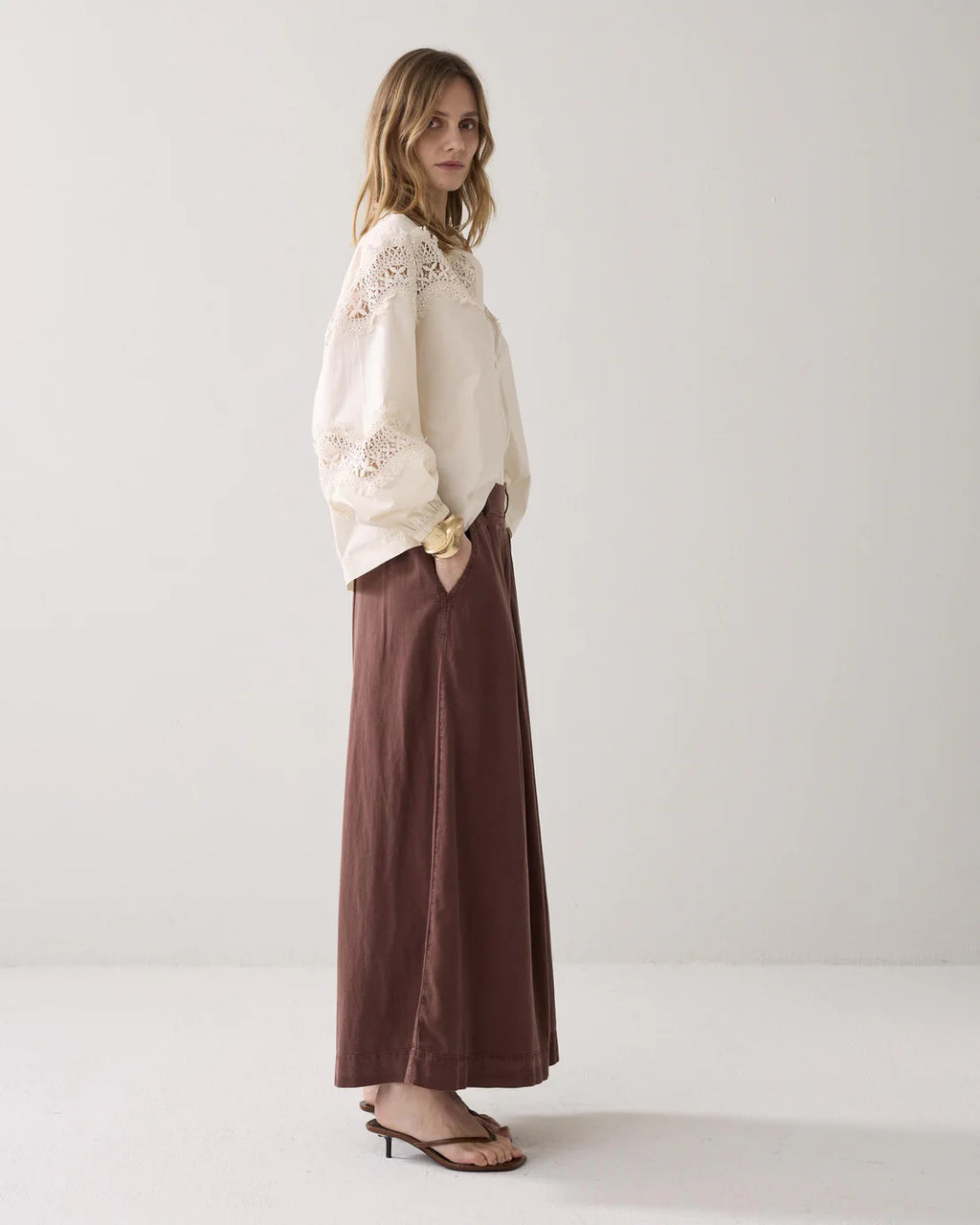 Summum Woman Lyocell Blend Culottes in Coffee - 4S2827-12305