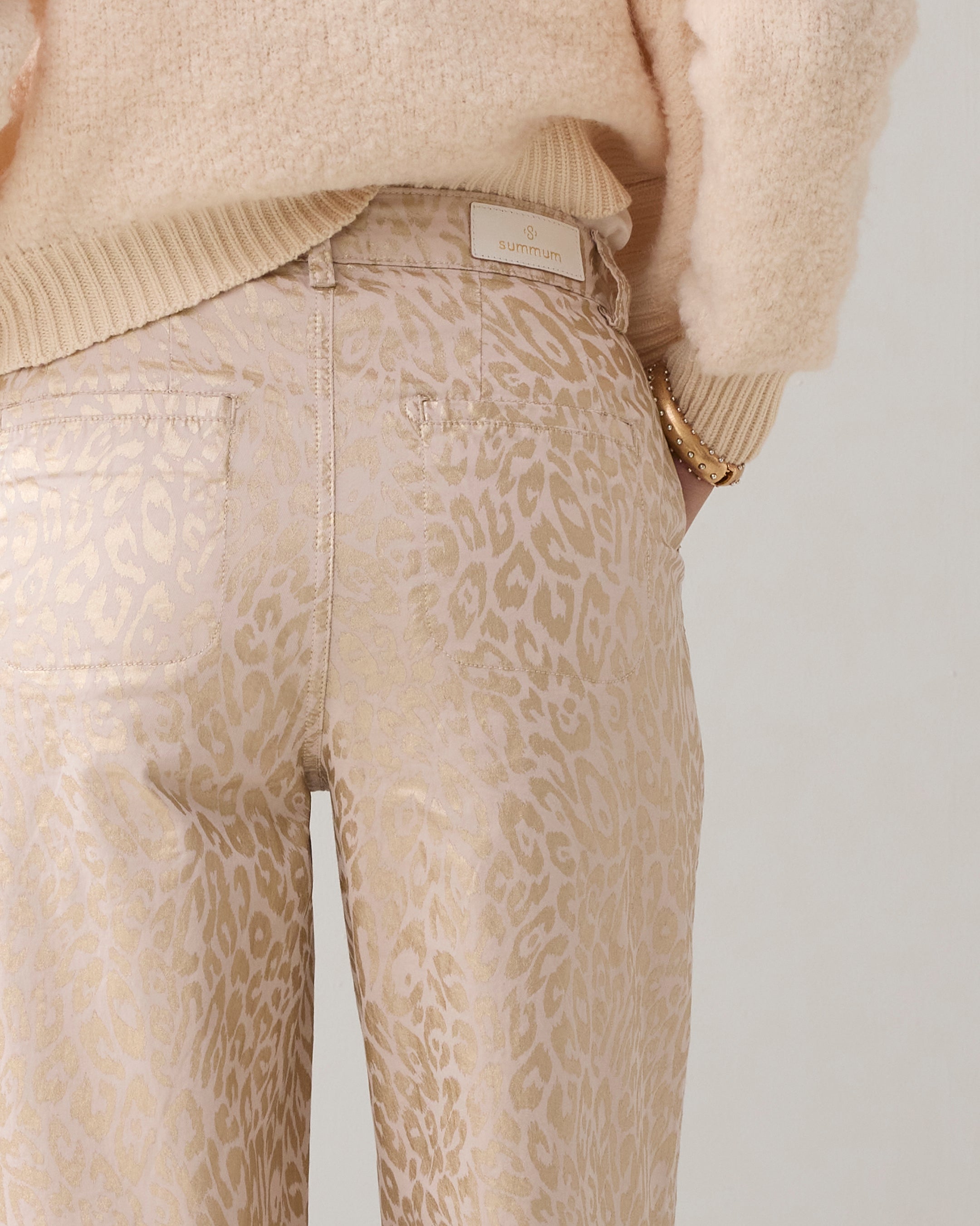 Summum Woman Palazzo Leopard Strech Twill in Prosecco - 4s2873-12308