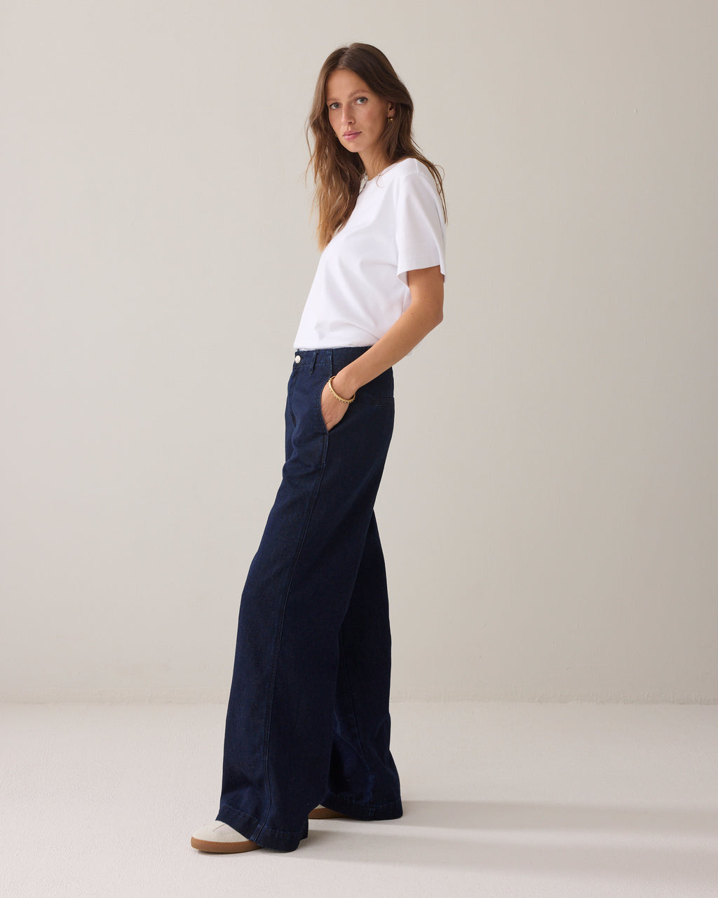 Summum Woman Jeans Wide Leg Cotton Lurex Denim in Night Blue Denim - 4s2883-5203