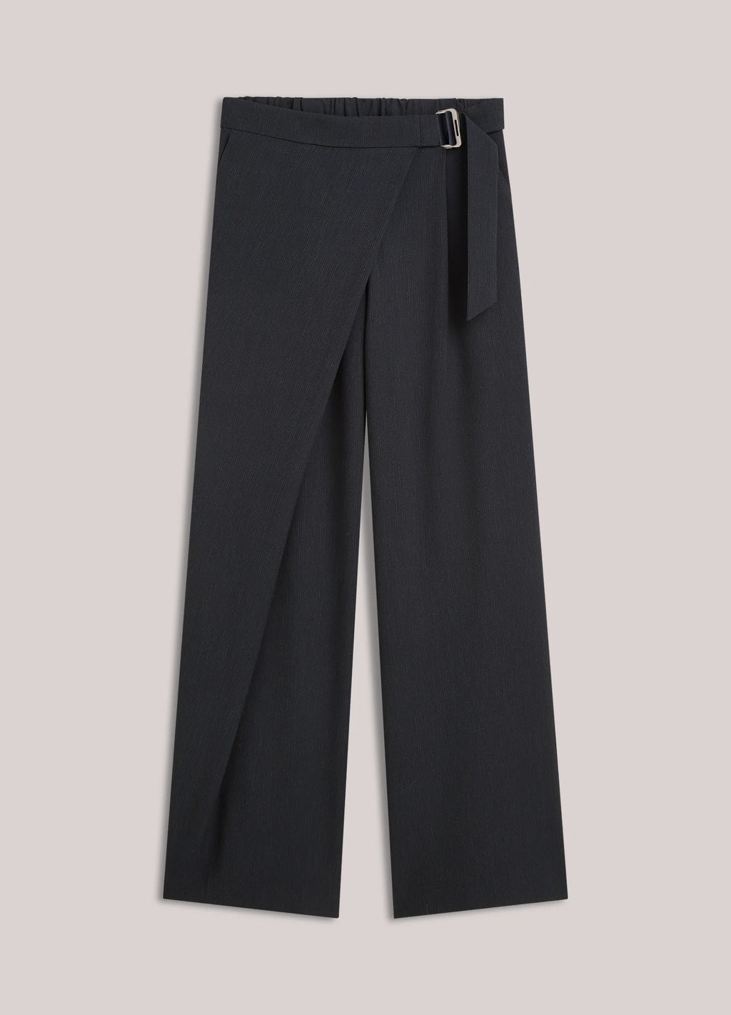Summum Woman Pinstripe Wrap-Around Trousers in Midnight Blue