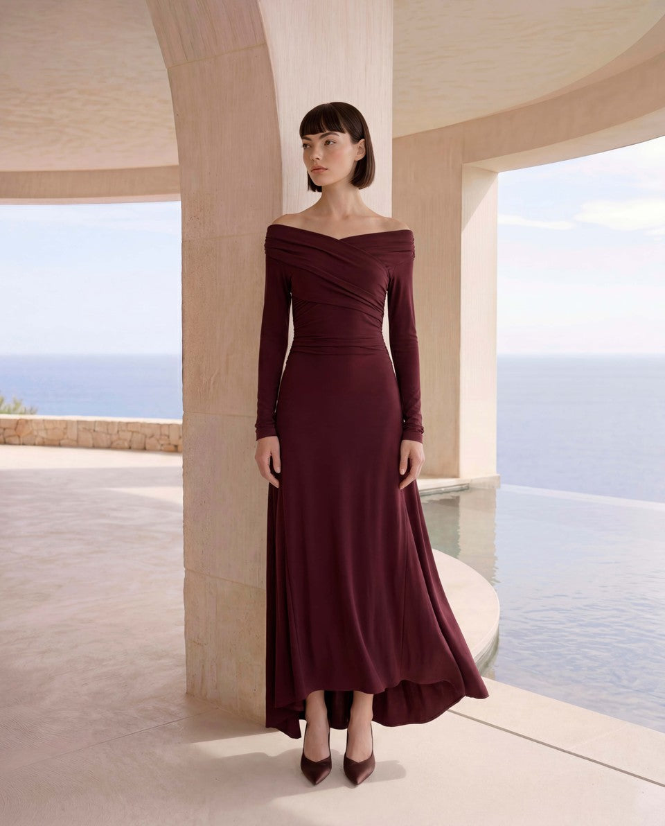 Carla Ruiz Crossed Dress in Brown