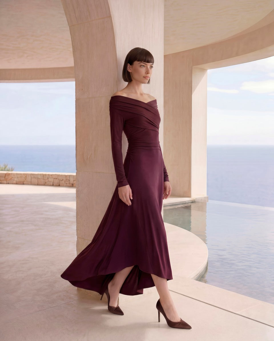 Carla Ruiz Crossed Dress in Brown