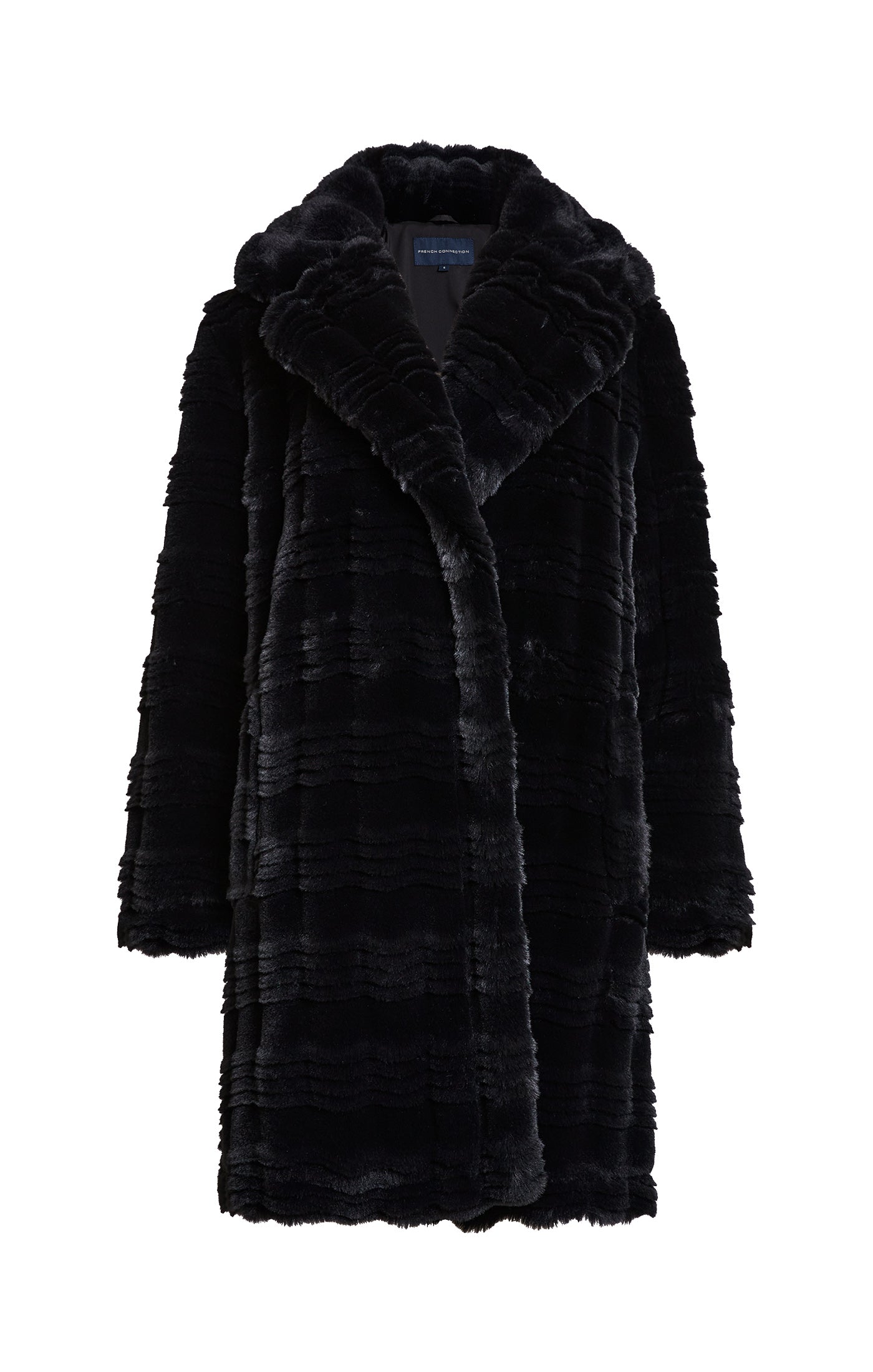 French Connection Daryn Faux Fur Coat Blackout Eva Lucia