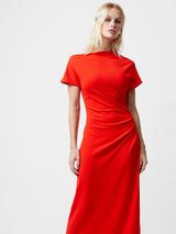 French Connection Valetta off the shoulder Midi Dress in Scarlet Red 71YDO