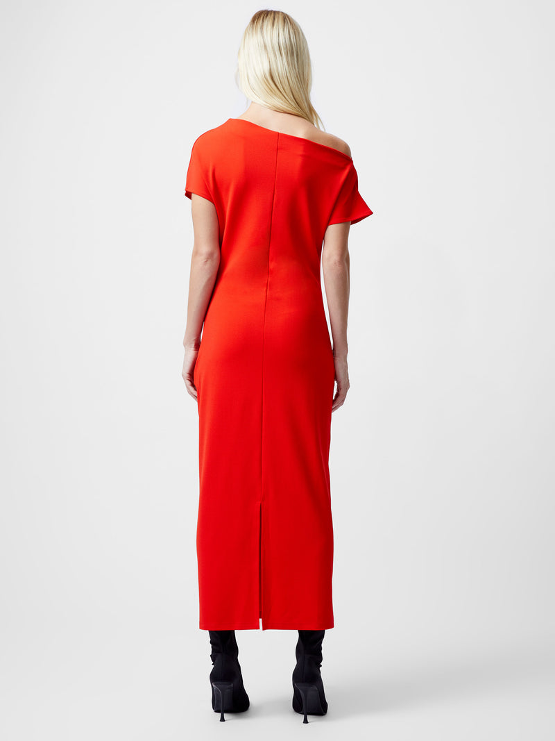 French Connection Valetta off the shoulder Midi Dress in Scarlet Red 71YDO